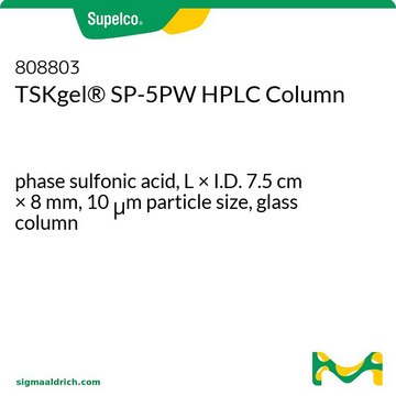 TSKgel&#174; SP-5PW HPLC Column phase sulfonic acid, L × I.D. 7.5&#160;cm × 8&#160;mm, 10&#160;&#956;m particle size, glass column