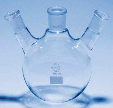 Quickfit&#174; three-neck round-bottom flasks with angled necks capacity 50&#160;mL, center joint: ST/NS 14/23, side joint: ST/NS 14/23