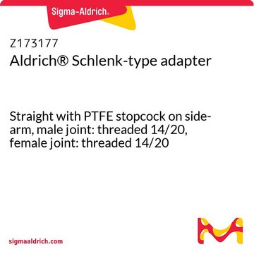 Aldrich &#174; Schlenk 型适配器 Straight with PTFE stopcock on side-arm, male joint: threaded 14/20, female joint: threaded 14/20