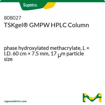 Colonna HPLC TSKgel&#174; a esclusione sterica (Tipo PW) phase hydroxylated methacrylate, L × I.D. 60&#160;cm × 7.5&#160;mm, 17&#160;&#956;m particle size