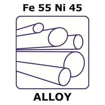 Iron/nickel rod, Fe 55%/Ni 45%, 16&#160;mm diameter, length 100 mm, temper unannealed