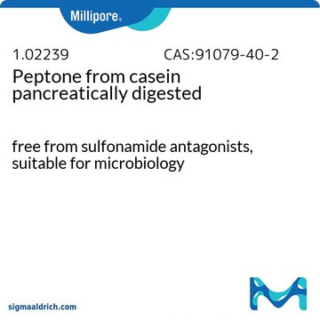 Peptone from casein pancreatically digested free from sulfonamide antagonists, suitable for microbiology