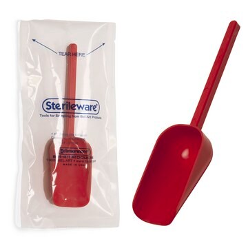 SP Bel-Art&#174; Sterileware&#8482; Sampling Scoop with Handle red polystyrene, nominal capacity 125&#160;mL (4&#160;oz), sterile, pack of 10&#160;ea (individually wrapped)