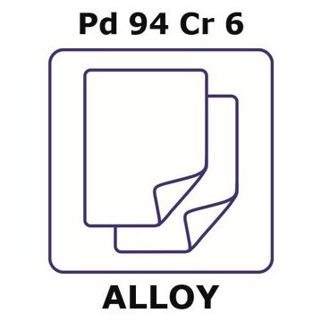 Palladium/Chromium foil, Pd 94%/Cr 6%, thickness 0.5&#160;mm, size 30 × 30&#160;mm, temper as rolled