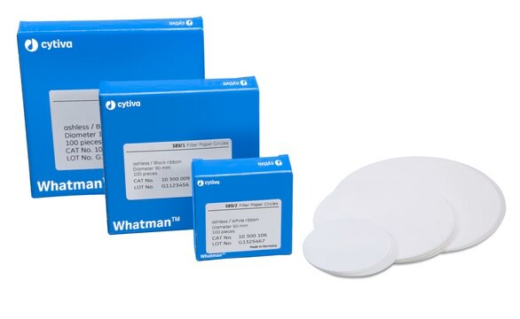 Whatman&#174; prepleated quantitative filter paper, ashless, Grade 589/2 1/2 white ribbon circles, diam. 150&#160;mm, pack of 100