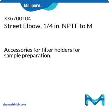 内外螺纹弯头，1/4 in. NPTF至M Accessories for filter holders for sample preparation.