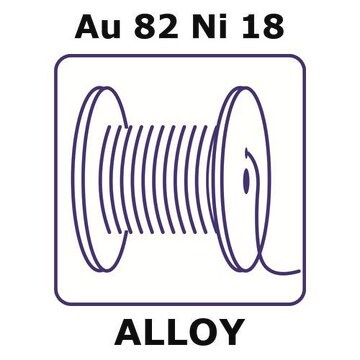 Gold-nickel alloy, Au82Ni18 1m wire, 0.025mm diameter, annealed