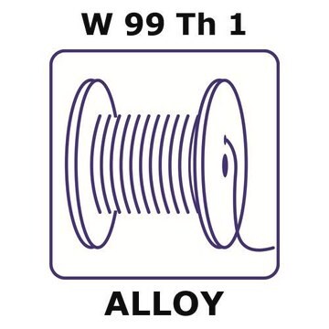 Thoriated tungsten wire, W 99%/Th 1%, 0.38&#160;mm diameter, length 2 m, temper annealed