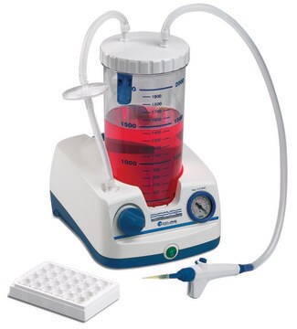 Aspire&#8482; Laboratory Aspirator includes base with internal vacuum pump, 2 L Polycarbonate bottle with lid, silicone tubing, handheld vacuum controller and single channel adapters, AC/DC input 115 V AC, US 3-pin plug