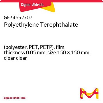 Polyethylene Terephthalate (polyester, PET, PETP), film, thickness 0.05&#160;mm, size 150 × 150&#160;mm, clear clear