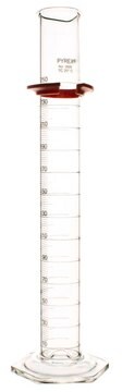 Pyrex&#174; graduated cylinder, single metric scale, white enamel graduations volume 250&#160;mL