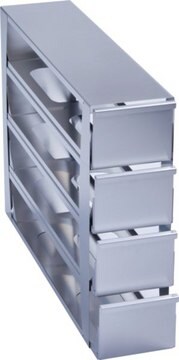 Eppendorf&#174; Drawer style stainless steel rack for CryoCube&#174; F740 upright freezers closed configuration for storage of 16 boxes up to 136x136 x 103 mm (4 inch boxes), 3-Compartment, external W × D × H (140&#160;mm) (563&#160;mm) (431&#160;mm)