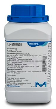 Eau peptonée tamponnée NutriSelect&#174; Prime, ISO 6579, ISO 6887, ISO 21528, ISO 22964, FDA BAM, EP, powder, Suitable for use in Halal and Kosher certified processes, pkg of 500&#160;g