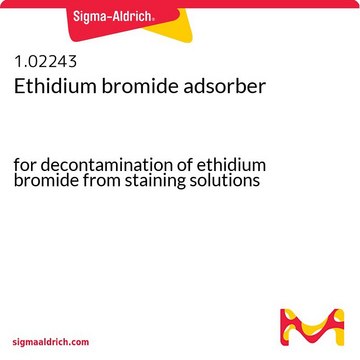 Ethidium bromide adsorber for decontamination of ethidium bromide from staining solutions