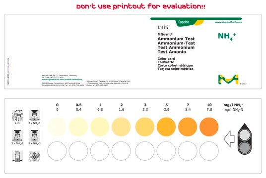 铵测试 colorimetric, 0.5-10&#160;mg/L (NH4+), for use with MQUANT&#174;