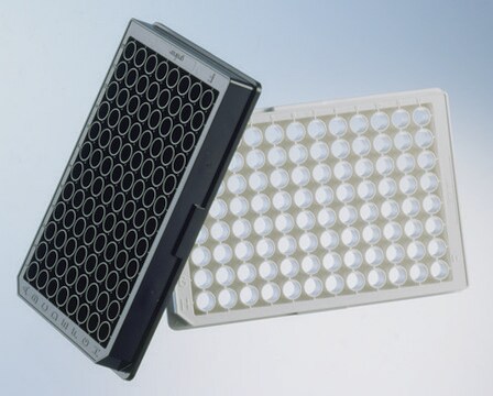 Greiner 96ウェルプレート、高～中結合 flat bottom clear polystyrene wells (with micro-clear bottom), high binding surface, sterile