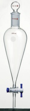 Synthware&#8482; Squibb-style separatory funnel with PTFE stopcock and PTFE stopper 50 mL, top joint: ST/NS 19/22