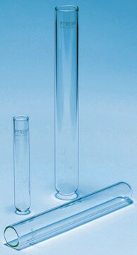 Pyrex&#174; glass test tubes without rim, medium wall O.D. × L 16&#160;mm × 100&#160;mm, wall thickness 1.2&#160;mm