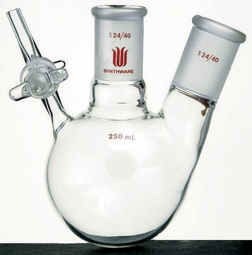 Synthware&#8482; two neck reaction flask with glass stopcock capacity 50&#160;mL, joint: ST/NS 14/20