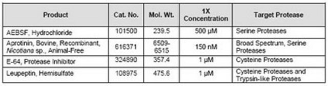 Protease-Inhibitor-Cocktail-Set&nbsp;V, frei von tierischen Bestandteilen The Protease Inhibitor Cocktail Set V, Animal-Free controls the activity of Protease. This small molecule/inhibitor is primarily used for Protease Inhibitors applications.