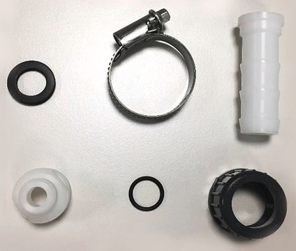 Adattatore per il Kit per la distribuzione dell’acqua a una lavavetrerie Connects a washer distribution kit to the outlet valve of the Milli-Q&#174; IQ/IX storage tank