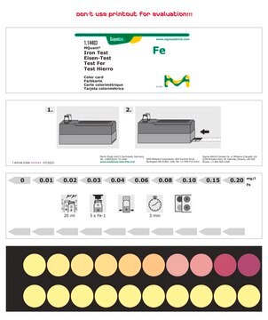 Test żelaza colorimetric, 0.01-0.20&#160;mg/L (Fe), for use with MQUANT&#174;