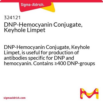 DNP-Hemocyanin Conjugate, Keyhole Limpet DNP-Hemocyanin Conjugate, Keyhole Limpet, is useful for production of antibodies specific for DNP and hemocyanin. Contains &#8805;400 DNP-groups per molecule of protein.