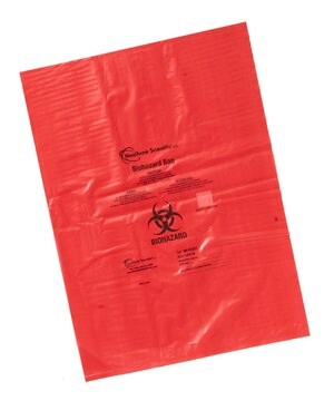 Biohazard disposal bags H × W × thickness 483&#160;mm × 356&#160;mm × 0.04&#160;mm, red polypropylene (with biohazard warning symbol &amp; precautions in English, Spanish, &amp; French)