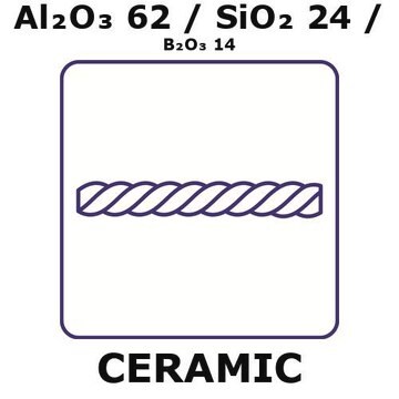 Alumina/Silica/Boria fiber, tex number 680, Al2O3 62%/SiO2 24%/B2O3 14%, number of filaments, length 5 m