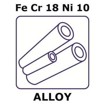 Stainless Steel - AISI 304 alloy, FeCr18Ni10 500mm tube, 10.0mm outside diameter, 2.0mm wall thickness, 6mm inside diameter, annealed