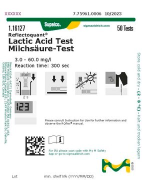 乳酸测试 reflectometric, 3.0-60.0&#160;mg/L (lactic acid), for use with REFLECTOQUANT&#174;