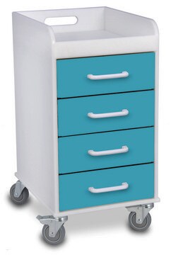 Compact 4 Drawer Locking Cart teal (drawers)