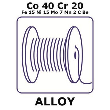 Cobalt-chromium-iron-nickel-molybdenum-manganese alloy, Co40Cr20Fe15Ni15Mo7Mn2CBe 10m wire, 0.5mm diameter, hard