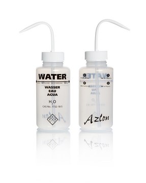 Azlon&nbsp;Multi-Lingual Unvented Wash Bottles label, Water (in English, French, Spanish), capacity 500&#160;mL