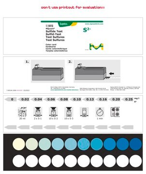 Sulfide Test colorimetric, 0.02-0.25&#160;mg/L (S2-), for use with MCOLORTEST&#174;