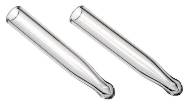 Inserts for 1.5 mL large opening vials volume 0.1&#160;mL, conical clear glass, pkg of 1000&#160;ea