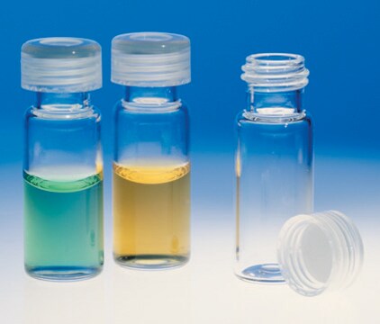 ABC口服液体制剂瓶，2毫升，预组装，9毫米螺纹 clear glass vial (with marking spot), PTFE/silicone septum, pkg of 100&#160;ea