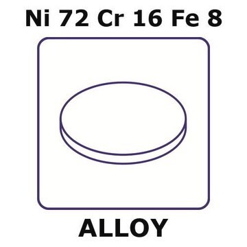 Inconel&#174; alloy 600 - heat resisting alloy, Ni72Cr16Fe8 foil, 4mm disks, 0.05mm thickness, annealed