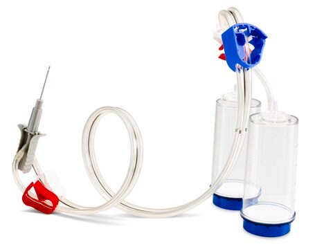 Steritest&#174; NEO Device For liquids in plastic containers. Blue base canister with a non-coring single needle minimizes blockage when piercing plastic containers.