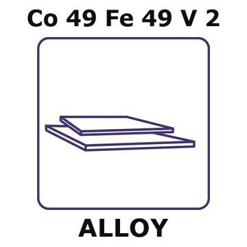 Permendur 49 alloy, Co49Fe49V2 sheet, 150 x 150mm, 0.25mm thickness, as rolled