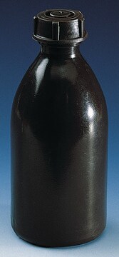 BRAND&#174; amber narrow-mouth bottle, LDPE, with screw cap capacity 500&#160;mL