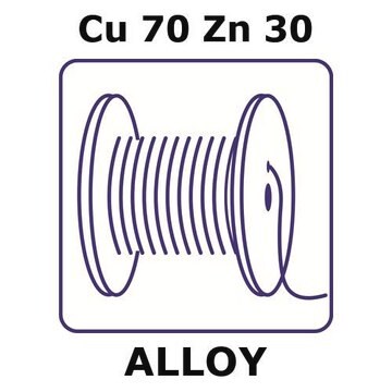 Brass alloy, Cu70Zn30 1m wire, 0.6mm diameter, as drawn