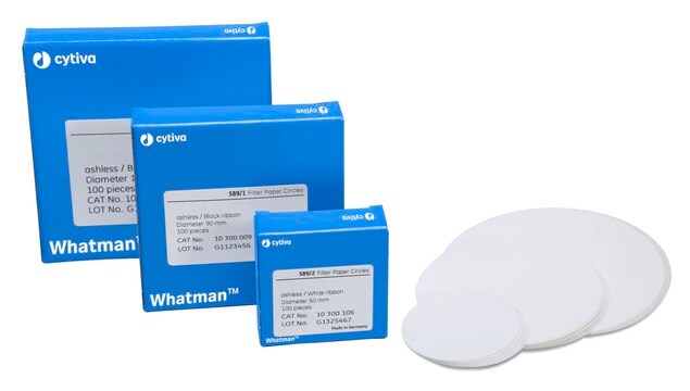 Whatman&#174; quantitative filter papers, ashless, Grade 589/1 black ribbon circles, diam. 125&#160;mm, pack of 100