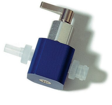 Minature Two-Way Inlet Valve Hamilton (HV) plug valve with male (2-0941) and female (20942-U) connectors included, positions, 2, 180° flow path