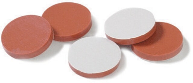 Septa, Thermoseal&#174;, pack de 100 High temperature PTFE/silicone, diam. × thickness 18&#160;mm × 0.060&#160;in., for use with 22mL vial