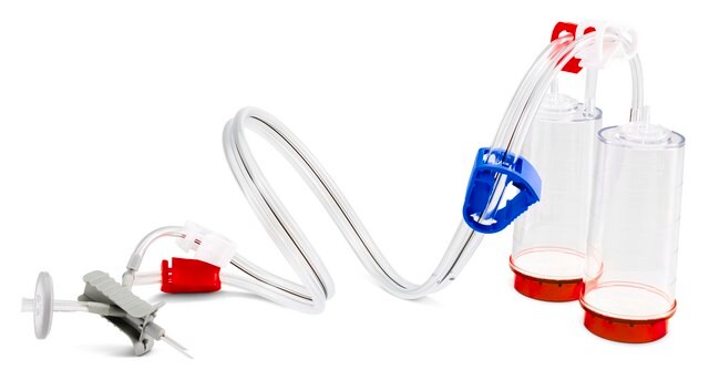 Steritest&#174; NEO Device For liquids in small vials with septa., Red base canister with a vented double needle for small vials with septa., pkg of 10 blisters in 2 bags of 5 blisters per box, Double packed