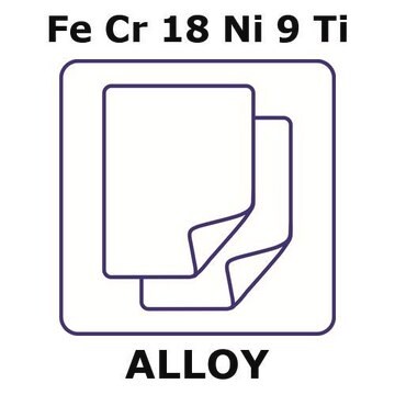 Stainless Steel - AISI 321 alloy, FeCr18Ni9Ti foil, 50 x 50mm, 0.914mm thickness, annealed