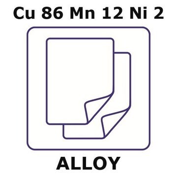 Manganin&#174; - resistance alloy, Cu86Mn12Ni2 foil, 300 x 500mm, 1.5mm thickness, annealed