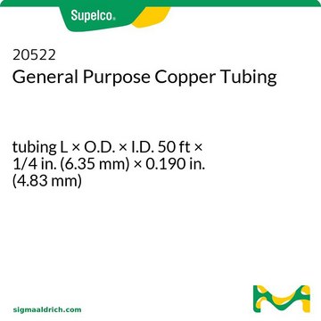 Tube en cuivre à usage général tubing L × O.D. × I.D. 50&#160;ft × 1/4&#160;in. (6.35&#160;mm) × 0.190&#160;in. (4.83&#160;mm)