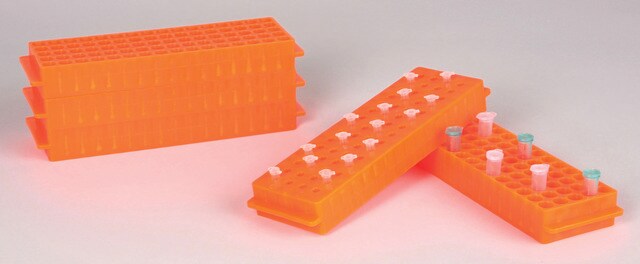 Microcentrifuge tube-PCR rack, 80 well, reversible orange